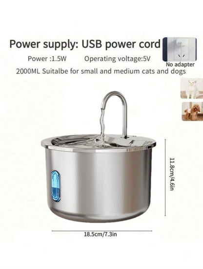NoblePaws 304 Stainless Steel Pet Water Fountain