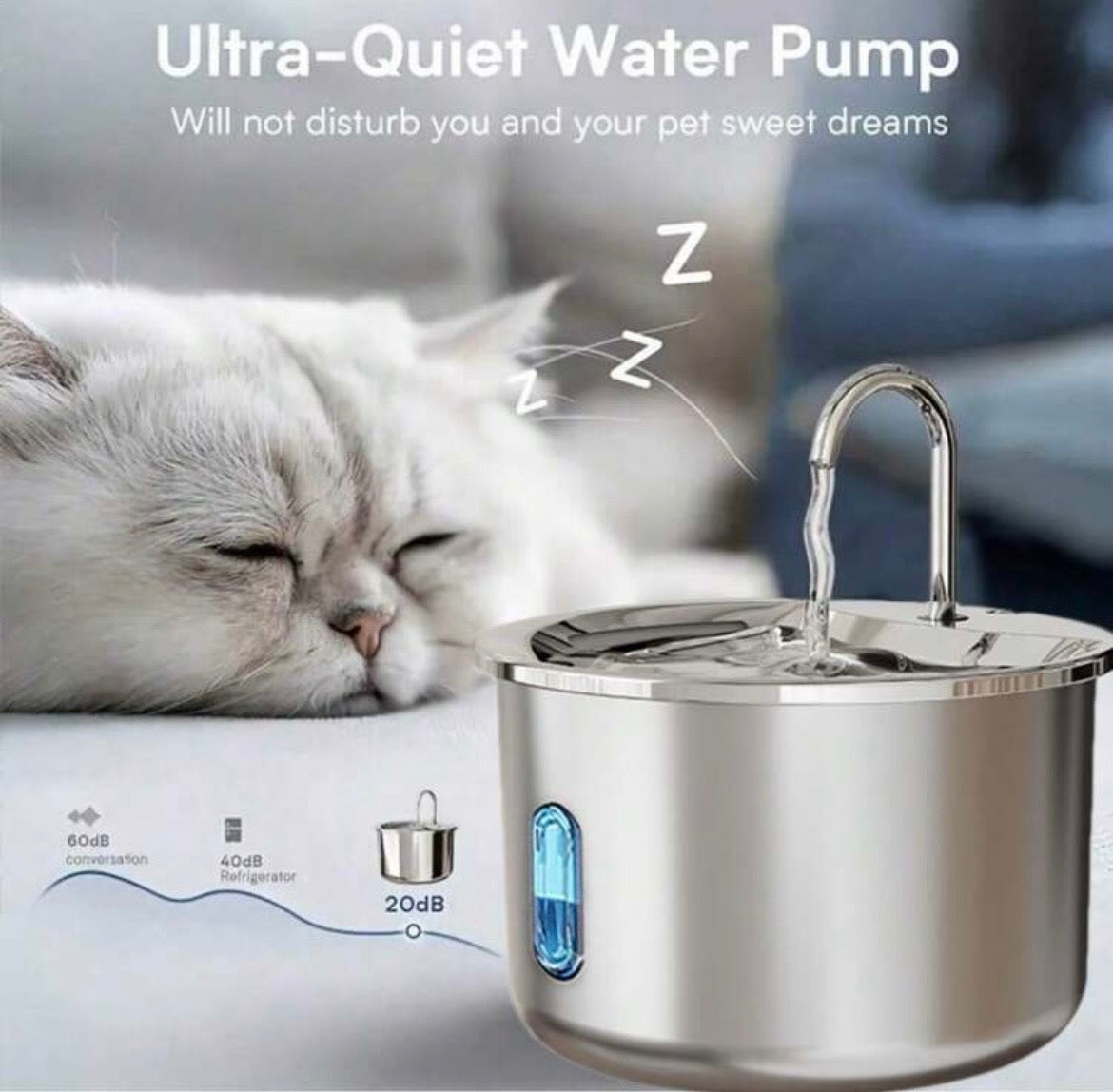 NoblePaws 304 Stainless Steel Pet Water Fountain