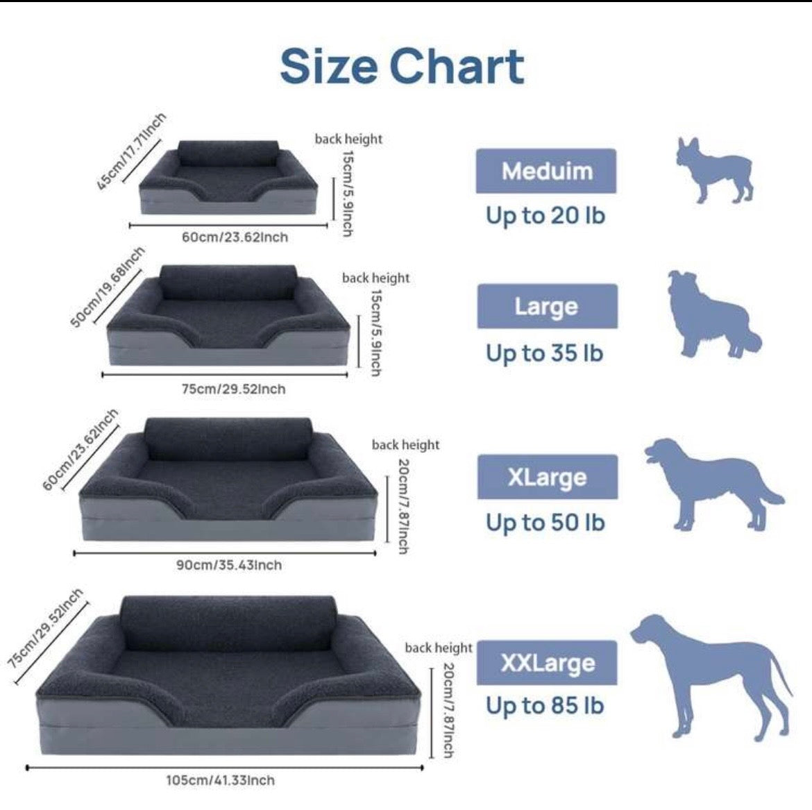NoblePaws Orthopaedic Sofa Pet Bed – Plush Bolster Bed