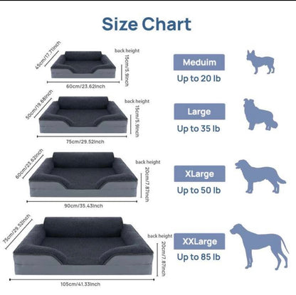 NoblePaws Orthopaedic Sofa Pet Bed – Plush Bolster Bed
