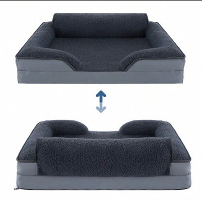 NoblePaws Orthopaedic Sofa Pet Bed – Plush Bolster Bed