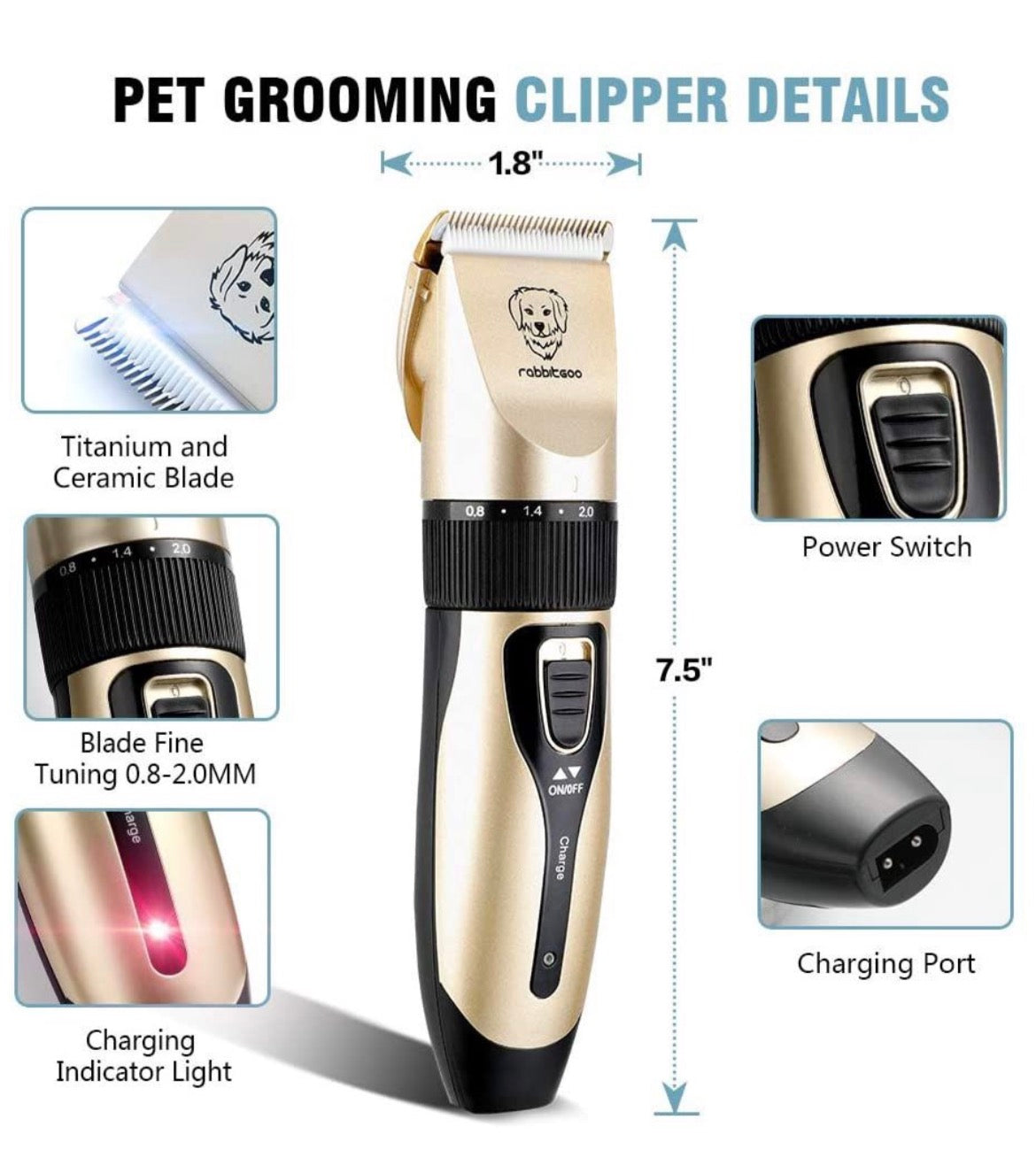 Professional Pet Grooming Clippers – Rechargeable Hair Trimmer for Dogs & Cats