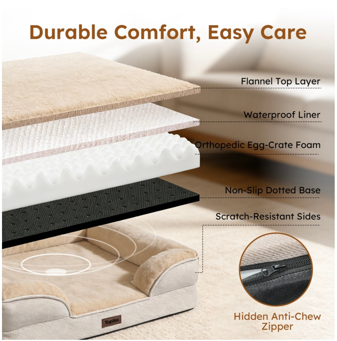 Premium Orthopedic Memory Foam Pet Bed – Joint Support for Dogs & Cats of All Ages